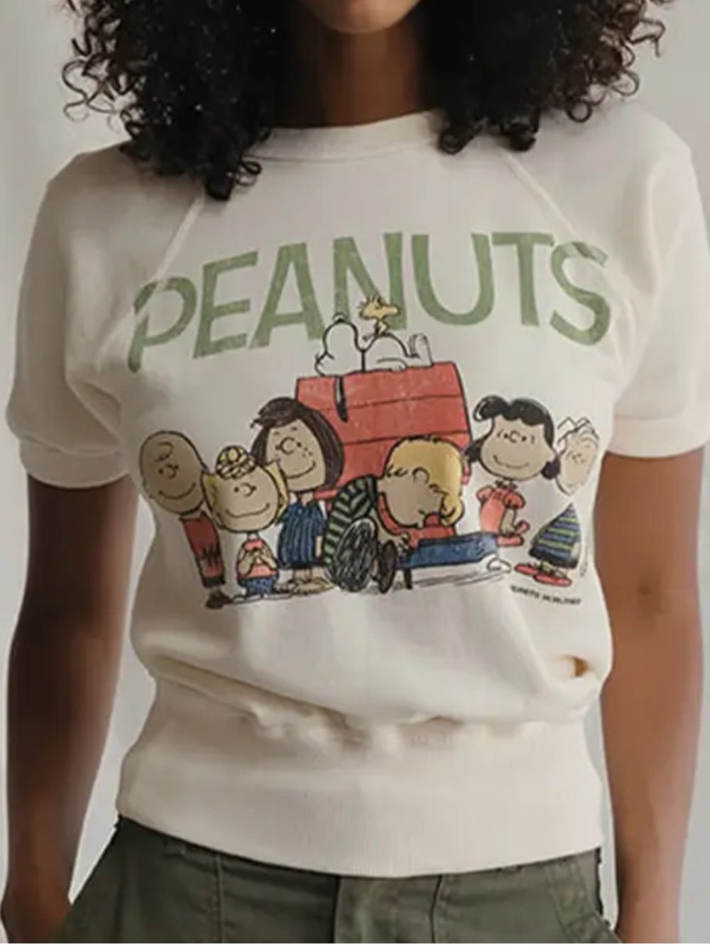 People of Leisure x Peanuts Snoopy Crew Short Sleeve Sweatshirt Size S